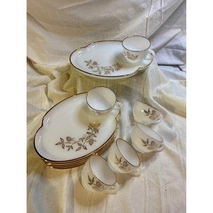 Set of Six Federal Milk Glass Snack Set